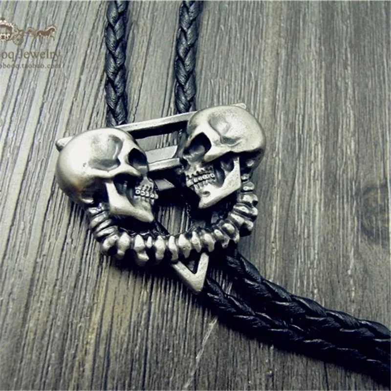 Halloween skeleton Ghost head Goth punk dark style hot love male and female Bolo Tie