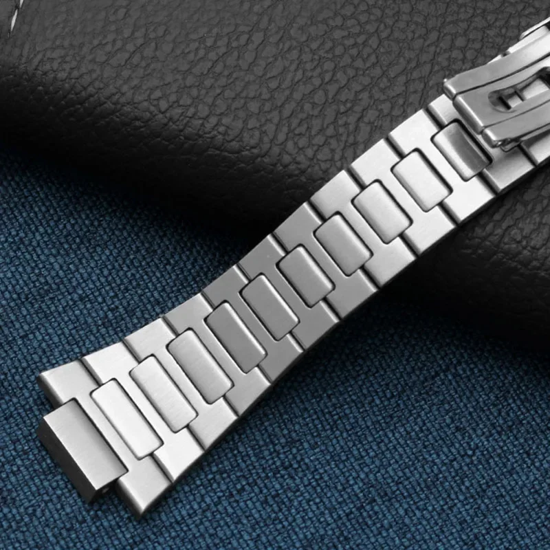 25*13mm Stainless Steel Watch Strap Bracelet Silver Metal Watch band with Folding Clasp For Patek Philippe Nautilus 5711 / 5726