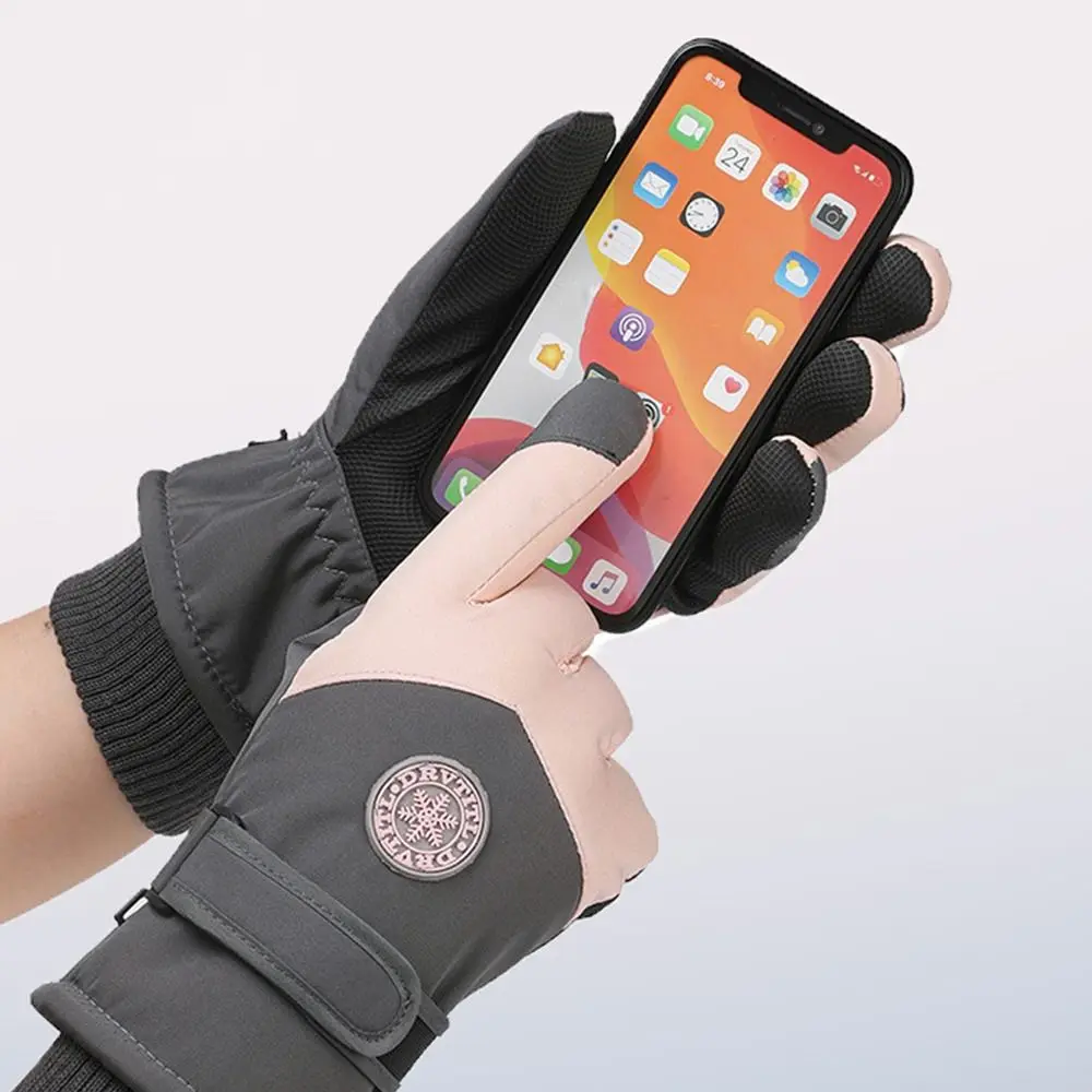 

Зимние велосипедные перчатки из искусственной кожи, нескользящие водонепроницаемые перчатки с полными пальцами, водонепроницаемые теплые флисовые перчатки с флисовой подкладкой