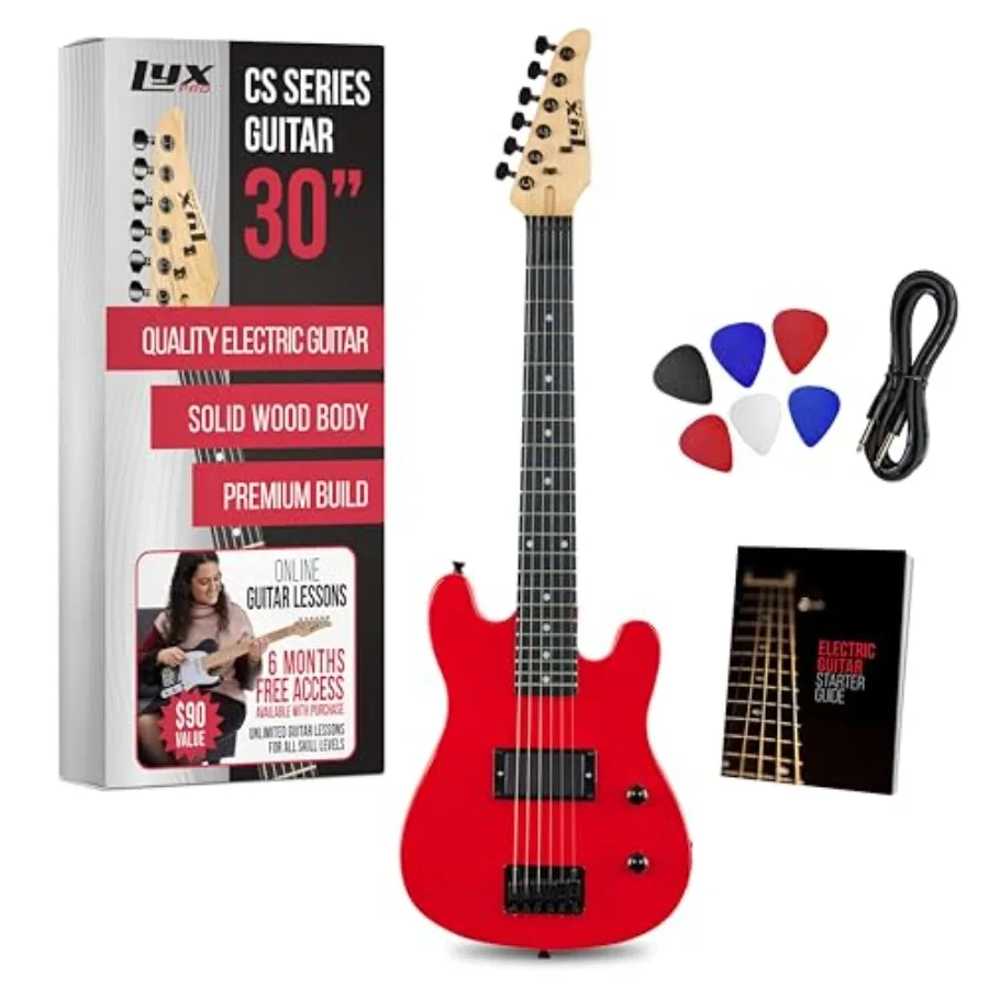

CS 30 Electric Guitar Kit for Beginner Intermediate Pro Players with Guitar Amp Cable 6 Picks Learner's Guide Solid Wood Body V