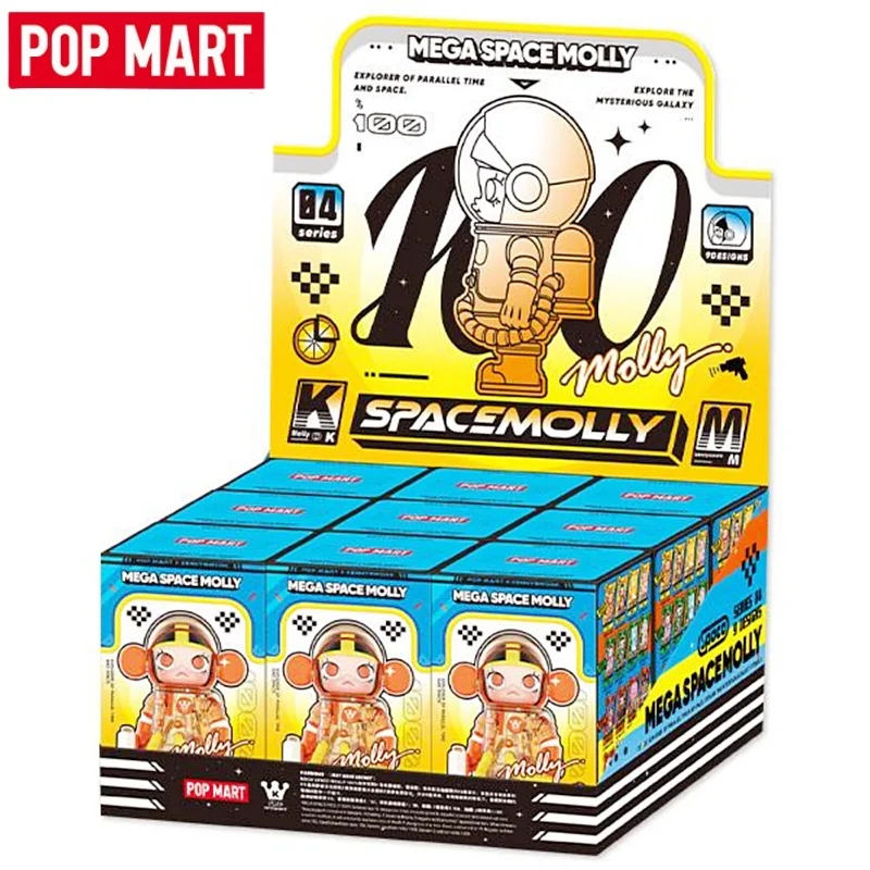 

Официальная подлинная Popmart Mega Space Molly, 100% юбилейная серия 4, слепая коробка, кукла, орнамент, игрушка, сюрприз на день рождения, рождественские подарки
