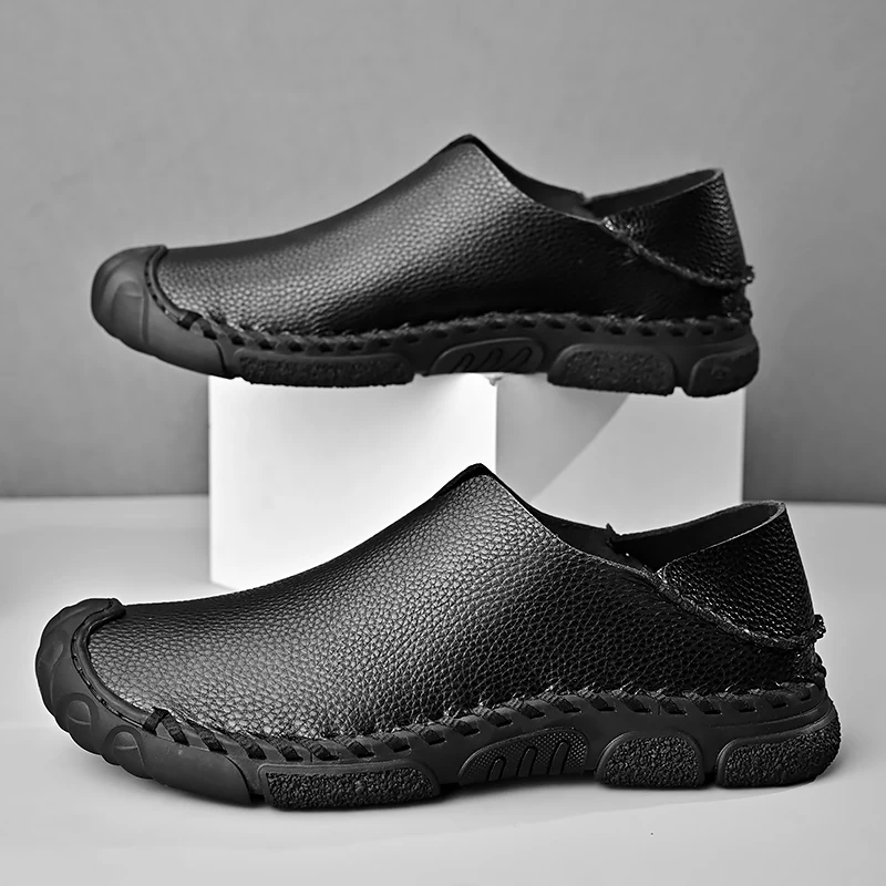 Brand Men's Genuine Leather Shoes Handmade Soft Soled Loafers Outdoor Driving Shoes Business Casual Shoes Commuting Work Shoes