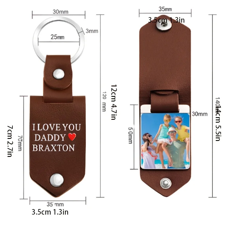 Personalized Customized Bag Accessories Pu Leather Multifunctional Diy Leather Key Holster Photo Pendant Personalized Gift