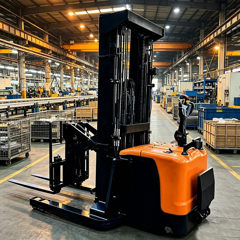 Full Electric Pallet Stacker Walkie Type 1.6Ton Lithium Battery Warehouse Stacker