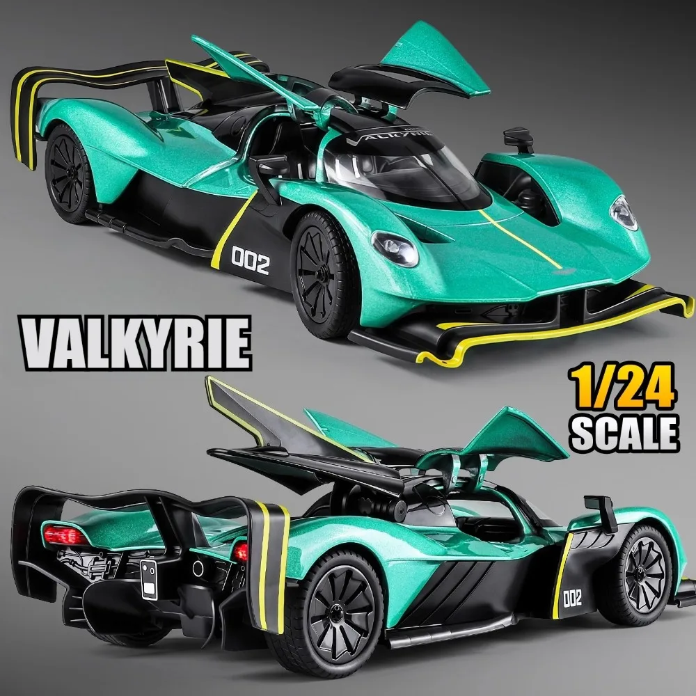 

1:24 Valkyrie GT-R50, модель спортивного автомобиля, игрушка, литая под давлением сплав, двери, открытый звук, свет, суперкар, коллекционные украшения для мальчиков, игрушки