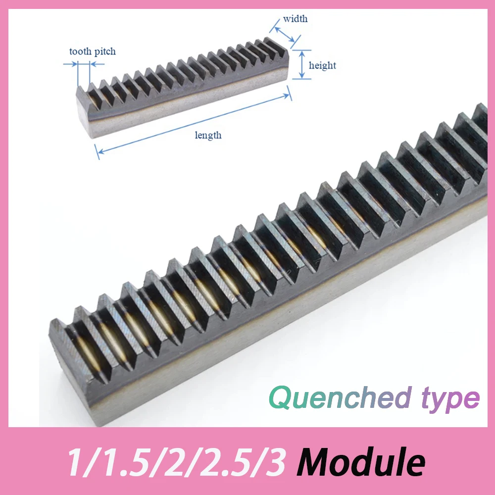 1pcs 1/1.5/2/2.5/3 Mod Length 300/500mm 45# Steel Straight Rack Tooth Surface Heat Treatment Quenched Rack For Transmission Part