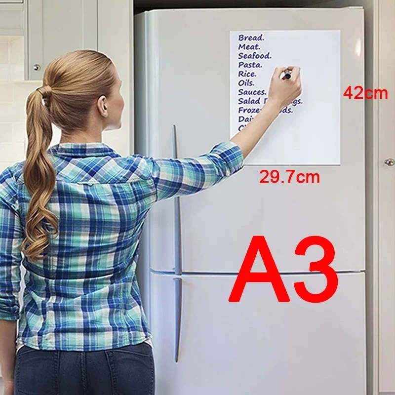 A3 Size Magnetic Whiteboard Dry Erase White Boards Soft Home Office Kitchen Flexible Pad Fridge Stickers Memo Message Board