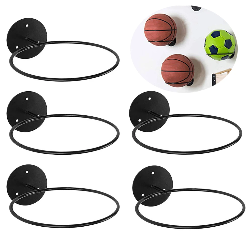 

5Pcs Ball Holders Wall Mounted Basketball Soccer Display Racks For Football Exercise Wall Football Storage Multi-purpose shelf