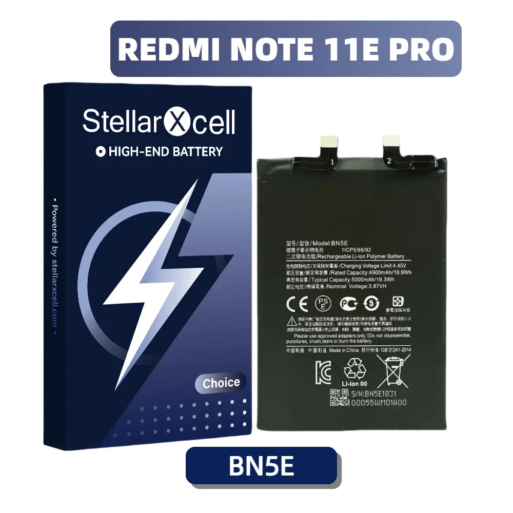 

StellarXcell Choice Battery For Note11E Pro 5G Redmi Note11Pro 5G Poco X4 Pro 5G BN5E pure cobalt battery replacement