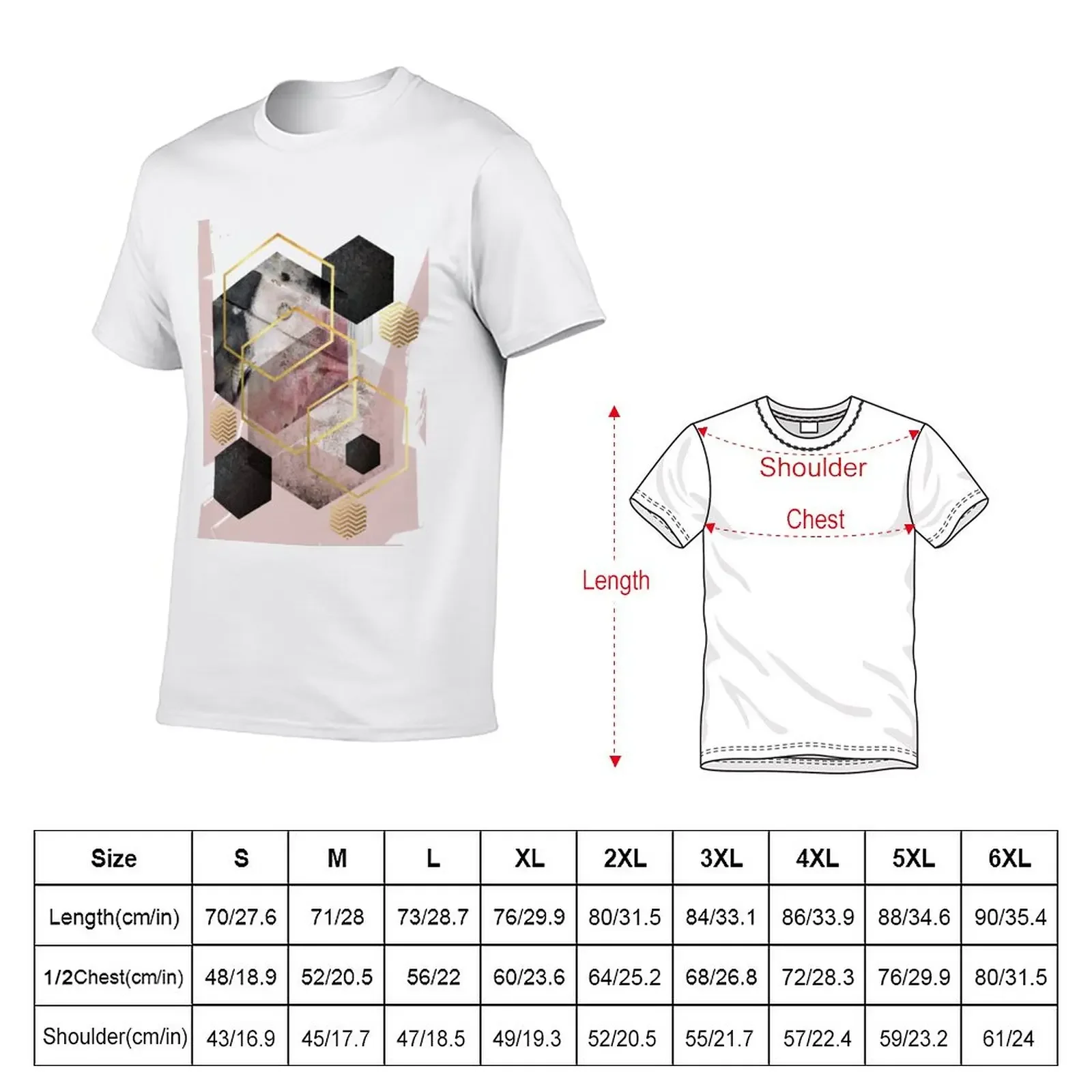 Abstract Geo in Blush Pink and Gold T-Shirt aesthetic clothes for a boy T-shirt men