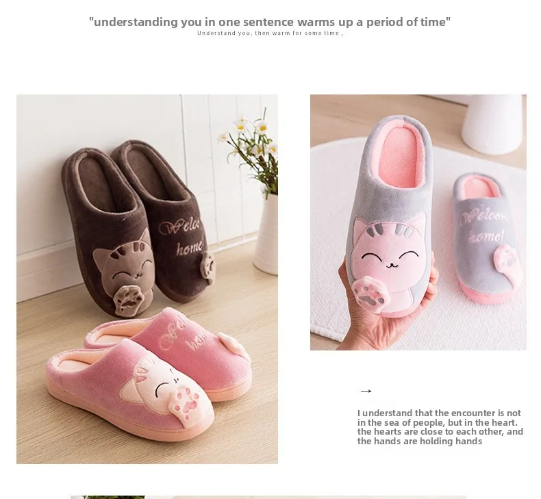Winter-Wärme-Fellpantoffeln mit Cartoon-Katzen-Motiv, rutschfest, für Damen und Herren, weiche Hausschuhe für drinnen, Schlafzimmer, Jungen und Mädchen, Memory-Schaum-Bodenschuhe – Detail 8