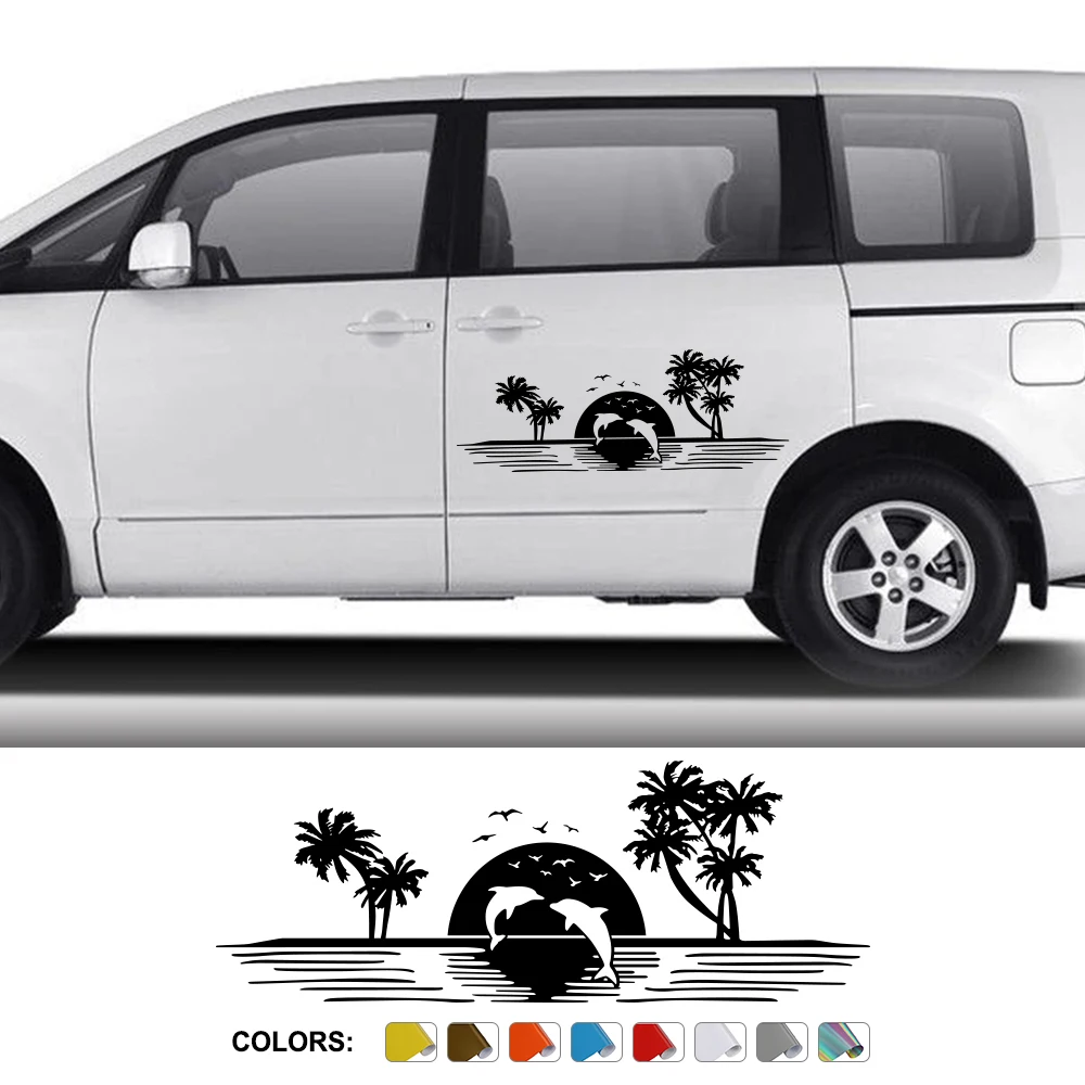 Autoaufkleber für Van Camper Horsebox Caravan RV Cargo Graphics Dolphins Schwimmen Styling Dekor Aufkleber Auto Tuning Zubehör