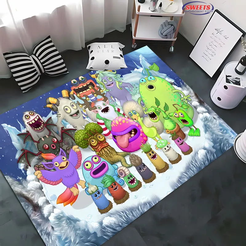 3D Printing Video Game Singing M-Monster Carpet for Living Room Bedroom Mat Sofa Doormat Floor Rug Anti-slip Decor Alfombra Gift