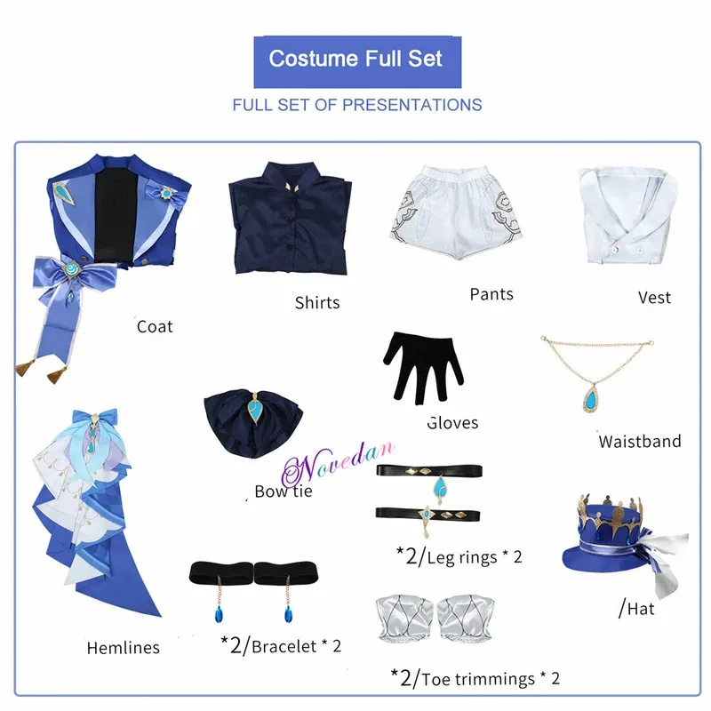 لعبة Genshin Impact Focalors تأثيري Furina شعر مستعار قبعة أحذية مجموعة كاملة الزي Ousia هيدرو كرنفال فستان الحفلات المرأة أنيمي زي