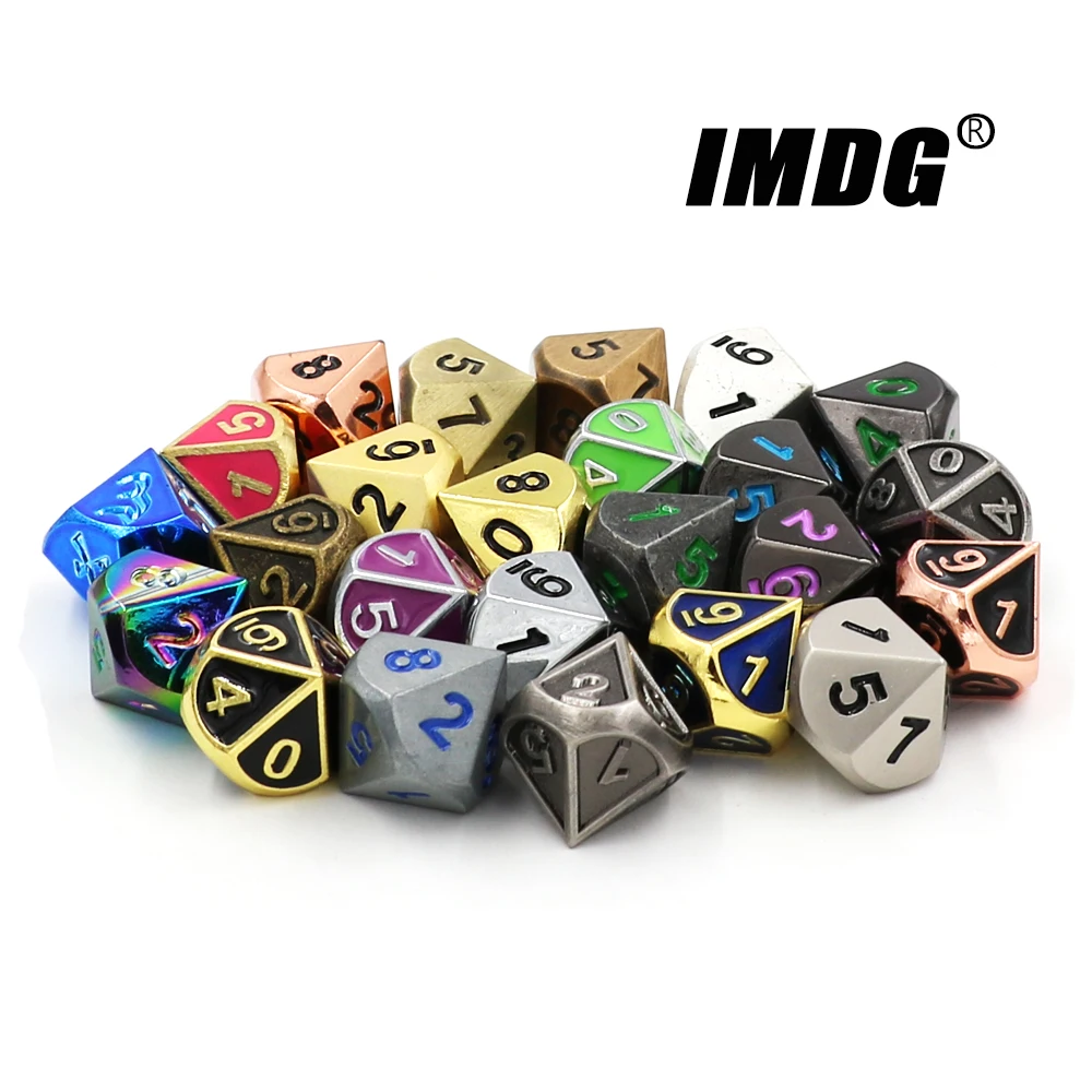 

1pcs D10 (0-9) Polyhedron RPG Dice 10-sides Accessories Metal Dice Cubes Colorful Digital Game Dice