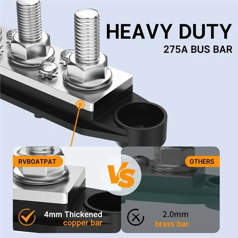 ABGH-Heavy Duty 275A 12V Negative Bus Bar Junction Box For Marine Distribution Block Car Audio 275A Marine Bus Bar