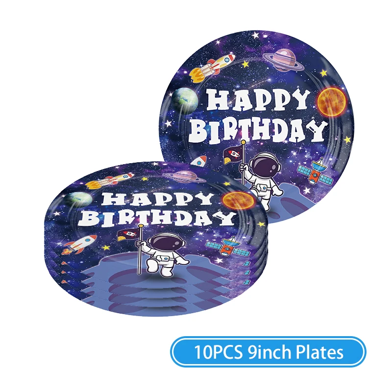Neue Astronauten-Geburtstagsparty-Dekoration, schwarze Weltraum-Astronauten-Teller, Servietten, Becher, Tischdecke, Hintergrund, Party-Geschenke, Kindergeburtstag – Detail 11