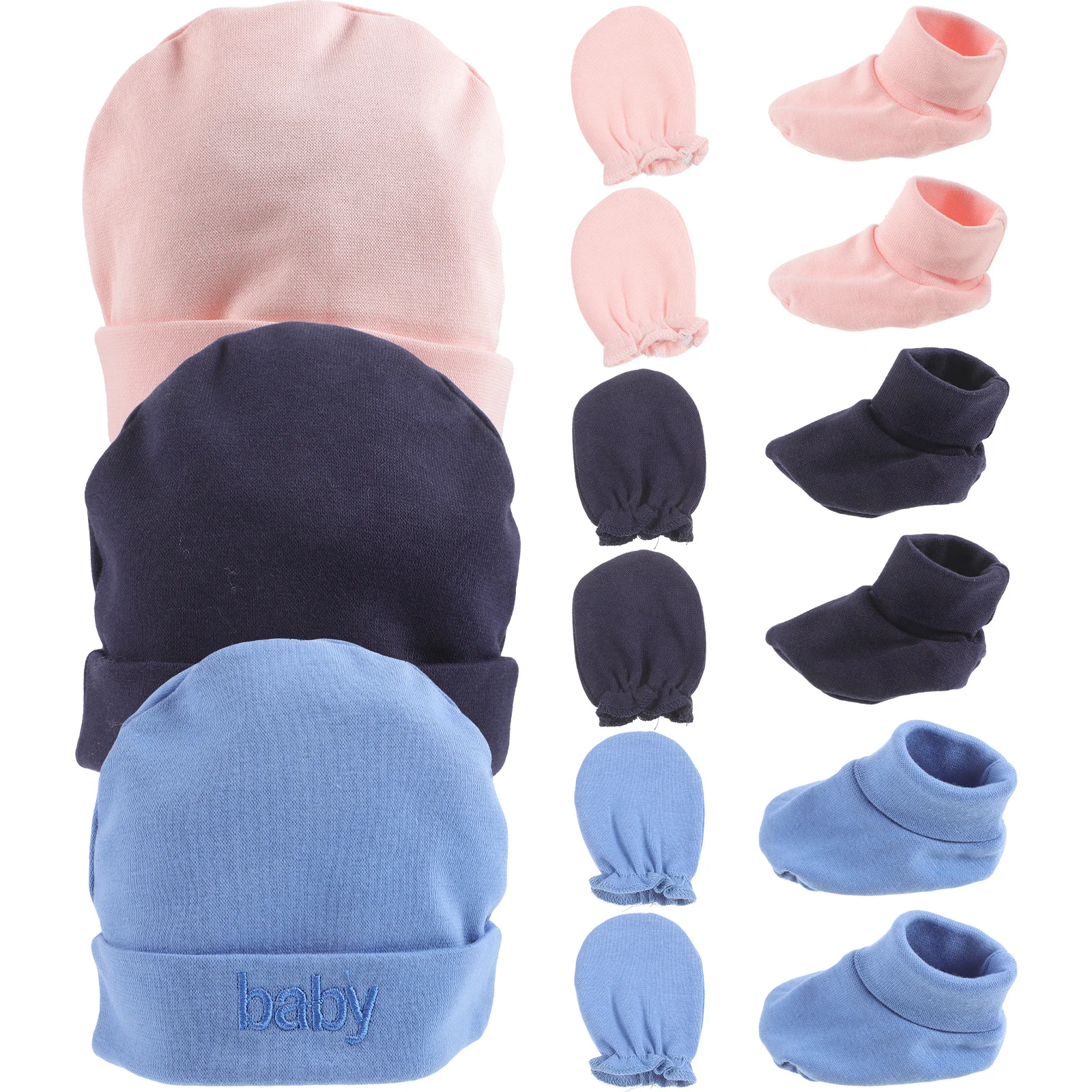 مجموعة من 3 مجموعات من الجوارب القفازات للقبعات الناعمة المنسوجة والقفازات والإكسسوارات والديكور المطابق #1