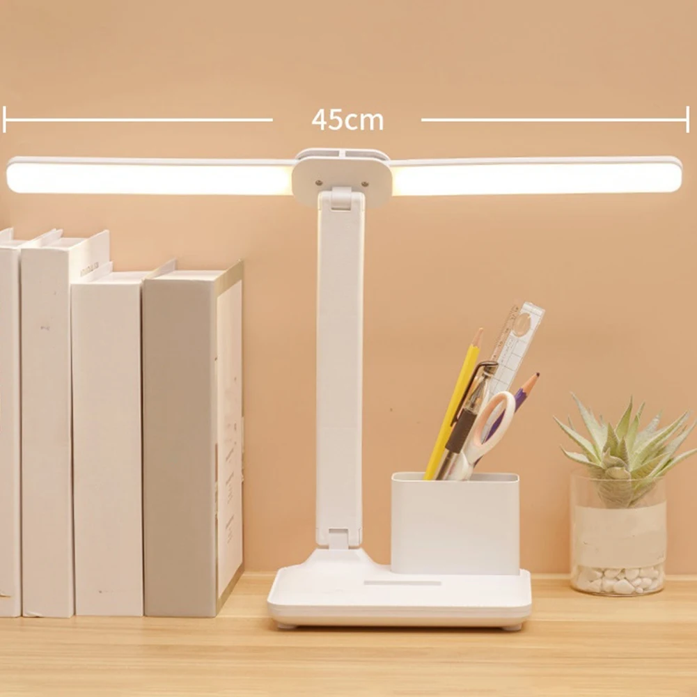 Double-Headed Led Desk Lamp 3 Levels Touch Dimmable Folding Eye Protection Desk Lamp 3600 Mah Usb Charging