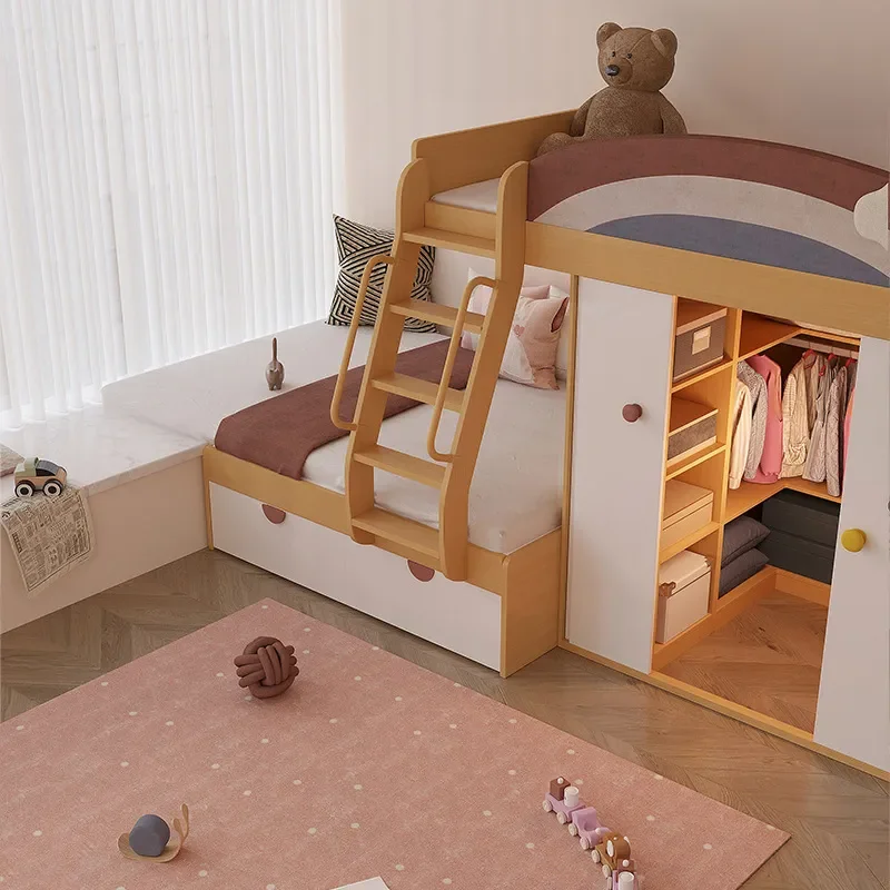 for Multifunctional Storage Cloakroom Upper and Lower Beds Staggered Combination Splicing Bay Window Beds Children's Beds