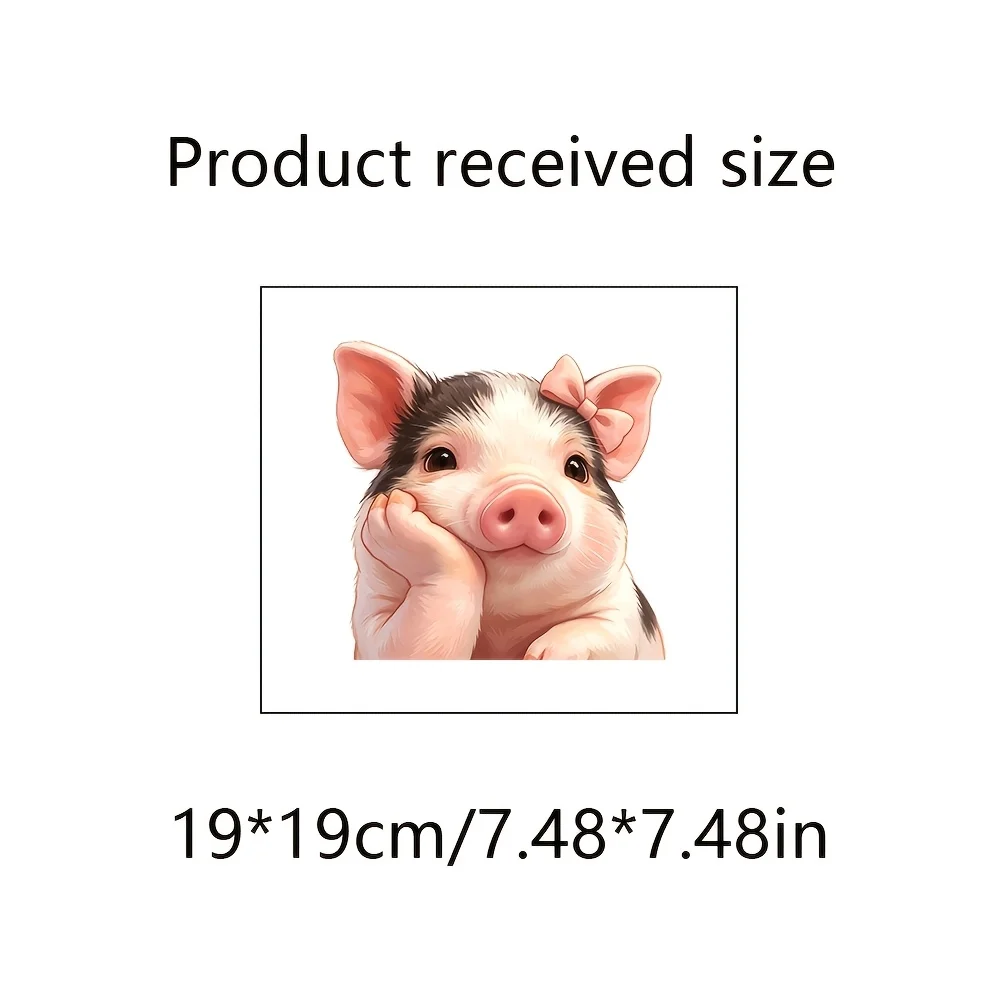 1Pc 2D Flat Cute Bow Pig Vinyl Sticker, Matte Removable Waterproof Decal For Car Window Wall Home Decor, Holiday Gift
