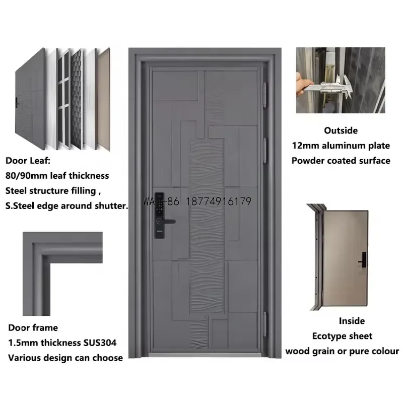 wmwmnu Professional ballistic special steel entrance door explosion-proof foam aluminum copper anti-theft doorODM OEM