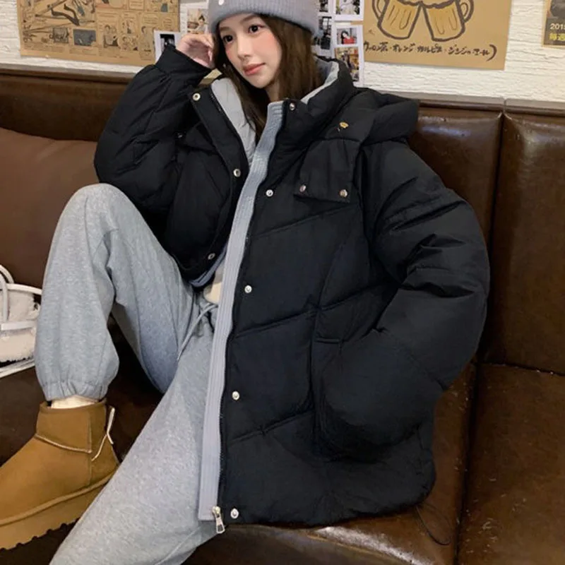 Damenmantel, Winter, warm, mit Kapuze, Damen-Daunen-Baumwolljacke, 2025, neue lockere, dicke, elegante Damen-Baumwoll-gefütterte Jacke H659
