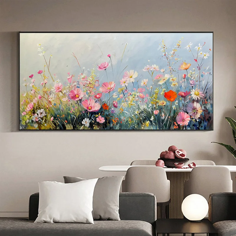 Enchanting Flower Painting on Canvas Flower Abstract Painting, Modern Home Living Room, Bedroom Decor, Wall Art, No Framed