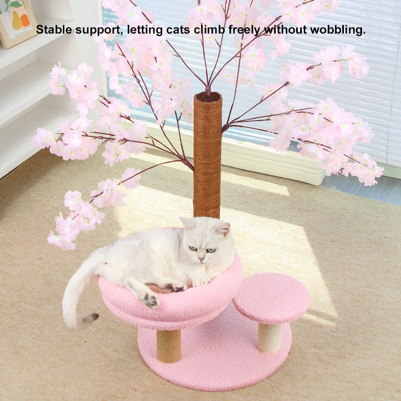New Sakura Cat Tree with Scratching Posts & Perch Compact Space-Saving Cat Tower Bed Kitty Plaything Scratcher with Sisal Rope