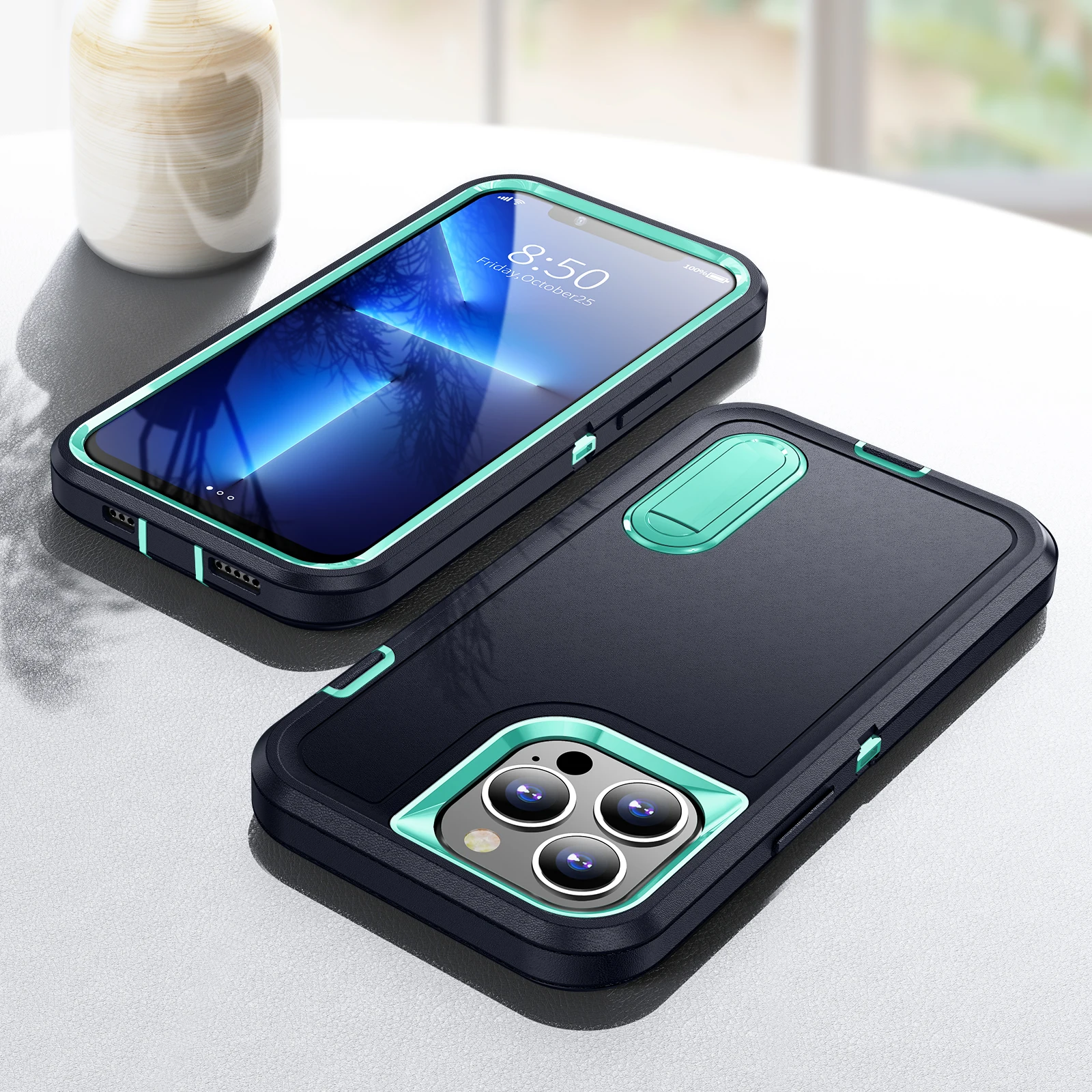 Heavy Armor Shockproof Defend Phone Case For iPhone 11 12 13 14 15 16 17 Pro Max 7 8 Plus SE 2022 Xs XR Plastic TPU Back Cover