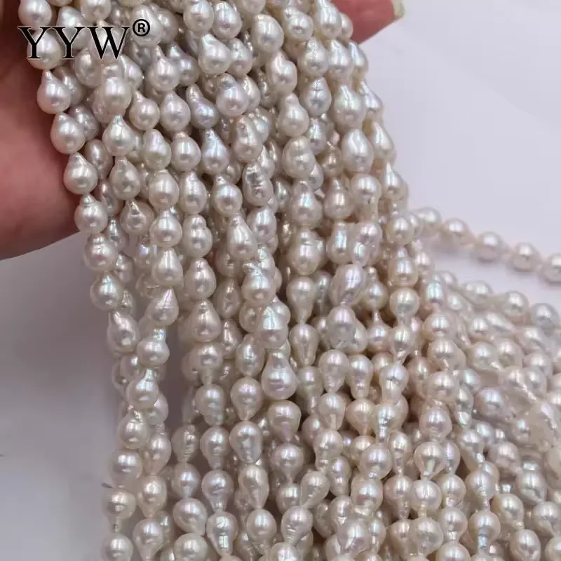 7-8 mm AAA Quality 100% Real Natural Freshwater Cultured Baroque White Teardrop Pearls 40cm Strand For Jewelry Make Accessory