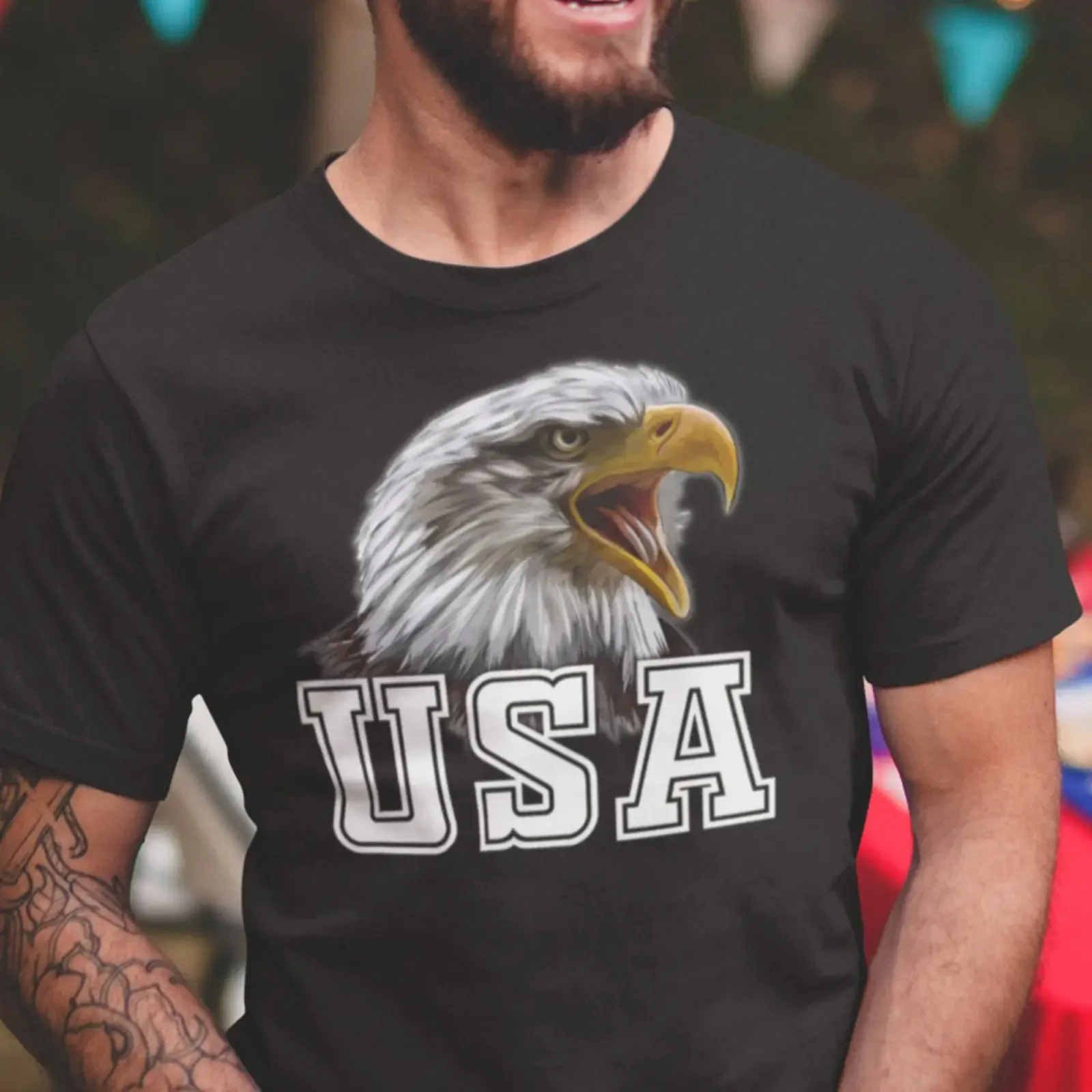 Fierce American Bald Eagle T shirt with Collegiate USA Letters vintage Washed Soft Casual Top For Everyday Wear Comfortable