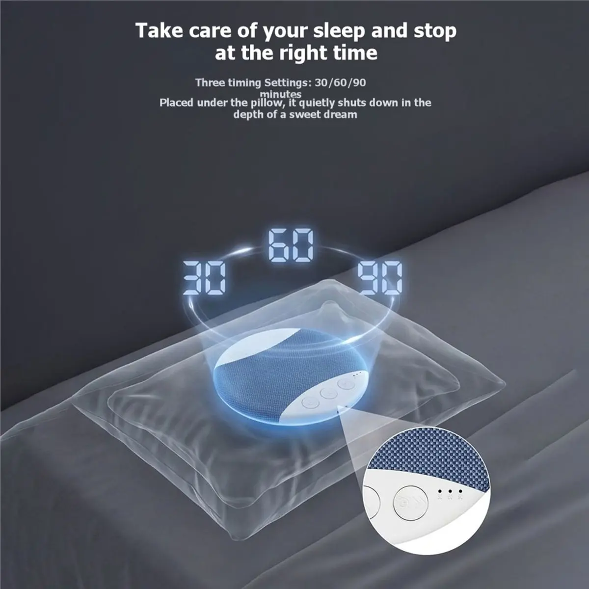 Dynamic Under Pillow Speaker Bluetooth5.4 HiFi Stereo Audio with White Noise for Sleeping UltraThin Pillow Soundbar