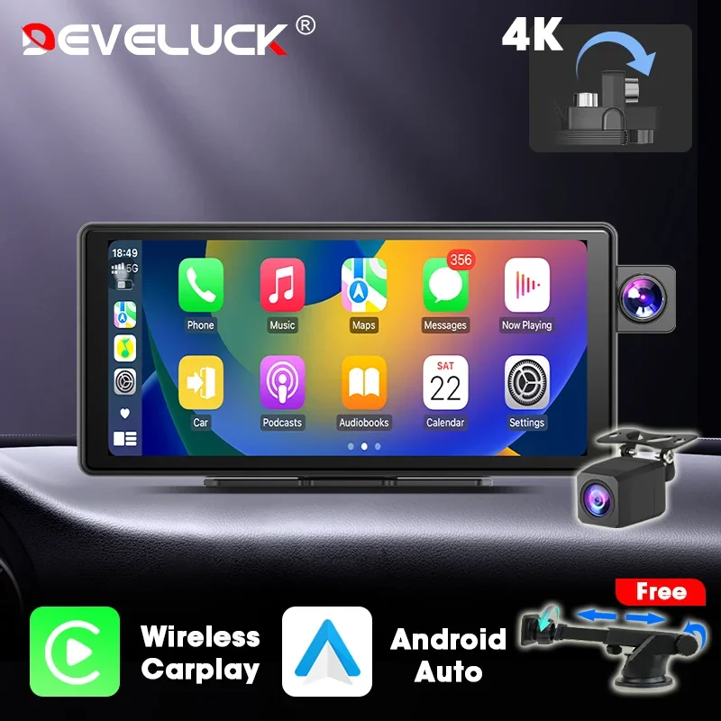 

Develuck Official-website 11.3'' CarPlay Monitor 4K Dashcam Car DVR Video Recorder Android Auto Smart Systems Navigation 5G WIFI