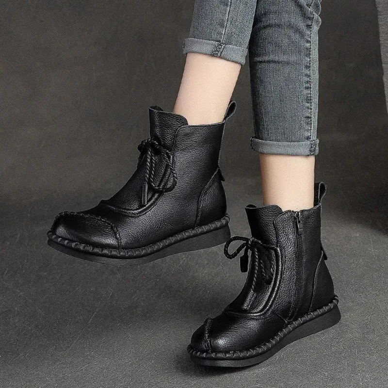 Shoes for Women  Cross-tied Ladies Boot Daily Boots Hot Sale Cotton Shoes Round Toe Comfortable Flat Shoes Women Ankle Boots view 2