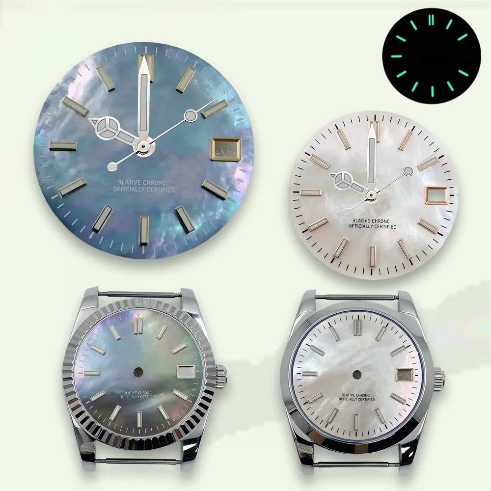 Watch modification Fritillaria Dial 28.5mm S Dial Fit NH35 Japanese Movement Green Luminous Dial Watch Modification Accessories