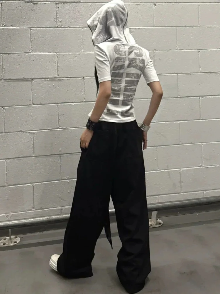 American Jazz jambe droite pantalons décontractés automne nouveau Sle Street Dance femmes à la mode marque lettre imprimer flamme Sa danse Lo...