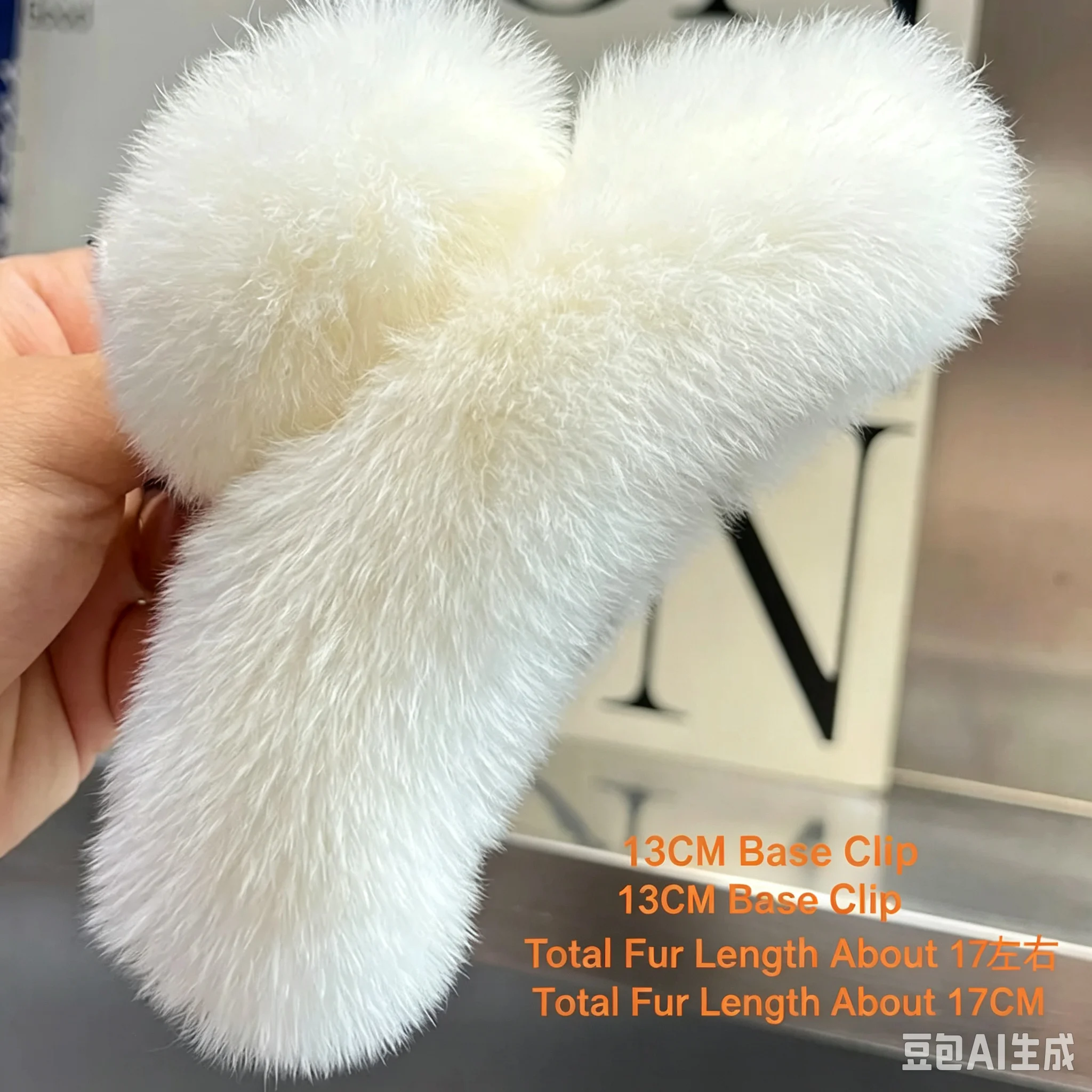 Super Large 17cm Real Rex Rabbit Hair Grab Clip Plush Autumn and Winter Korean Female Back Head Shark Clip Premium Headdress