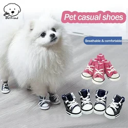 Pet Shoes Non-slip and Non-slip Tethered Denim Canvas Shoe Covers for Small Dogs and Cats Universal Outdoor Breathable Dog Shoes