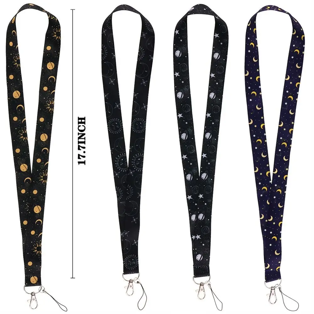 Cute Vintage Stars Lanyard Card Holder Sun and Moon Phone Lanyard Badge Holder ID Card Holder Hanging Rope Phone Neck Strap