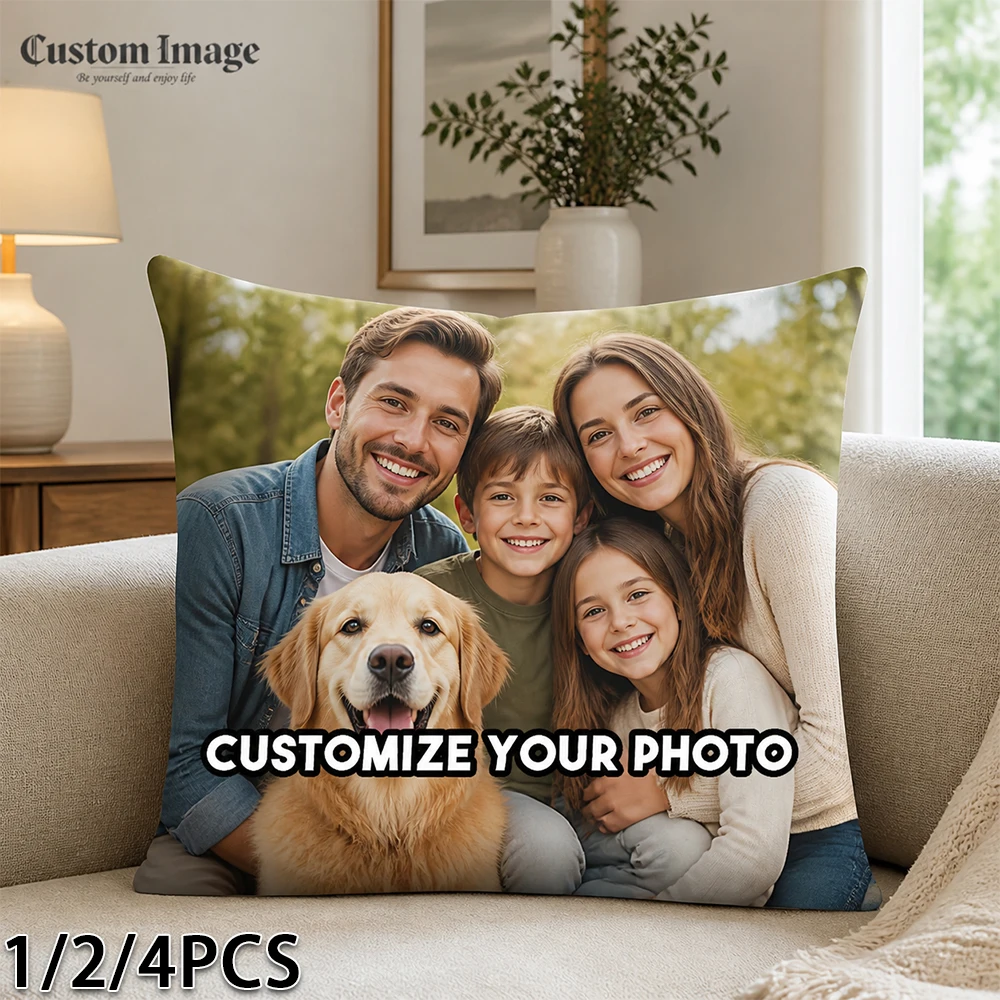 

1/2/4Pcs Custom Cushion Cover With Pictures Logo DIY Customized Throw Pillow Case Home Decorative Wedding Pet Family Pillowcase