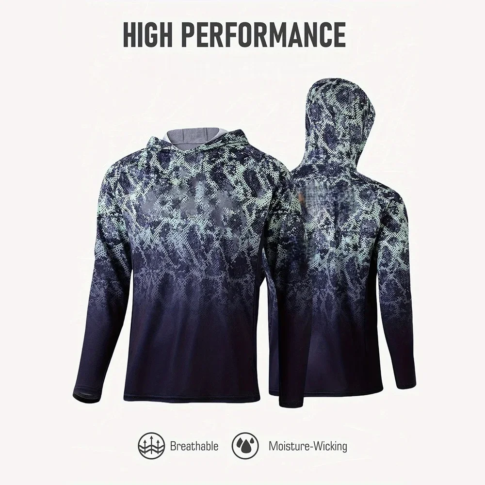 Fishing Apparel Men Hood Fishing Shirt Long Sleeve Fishing T Shirt UV Protection view 4