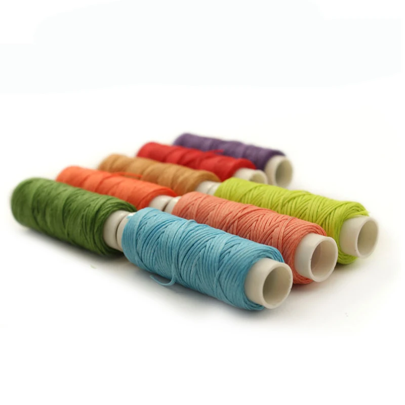 10Pcs 0.8mm 15M Durable Leather Flat Waxed Thread Polyester Leather Craft Sewing Line DIY Hand Stitching Thread