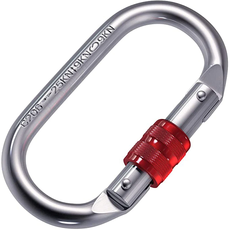 

Factory Direct Sales Carabiner Hook Swivel Carabiner Camping Mug 25Kn Heavy Duty Oval Screw Gate Stainless Steel Carabiner