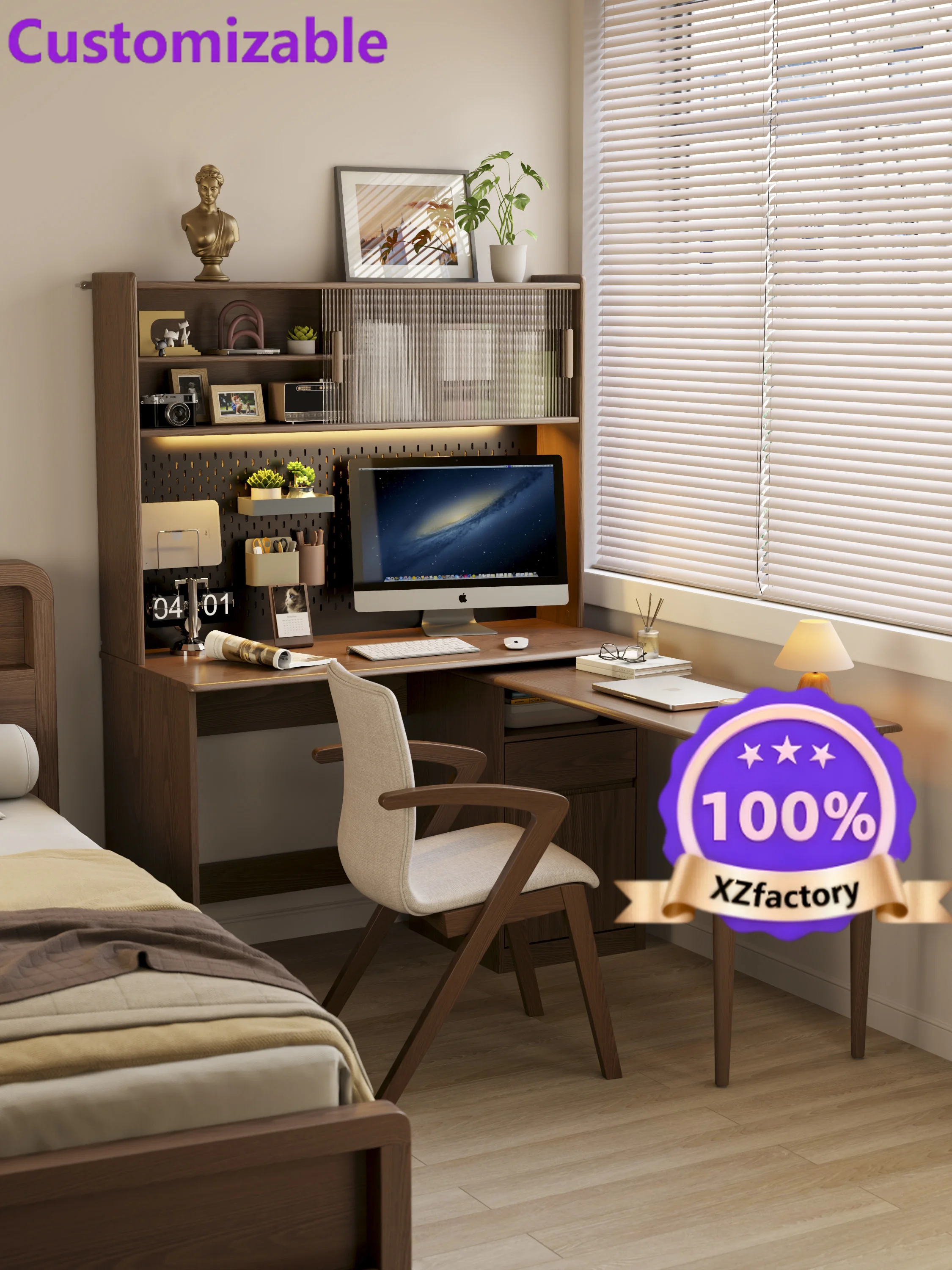 Factory Direct 2026 Top YXY Scaffale da scrivania ad angolo in legno massello Libreria ad angolo integrata per camera da letto c