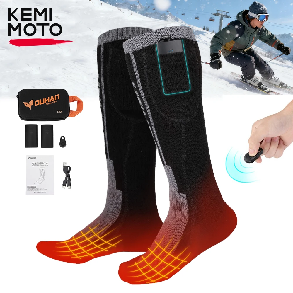 

Heated Socks Remote Control Motorcycle Electric Heating Socks Rechargeable Battery Winter Thermal Thick Stockings Men Women