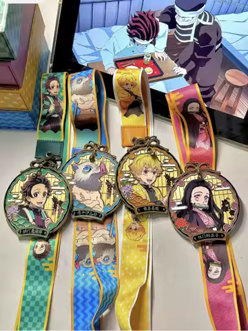 Anime Demon Slayer Tokitou Muichirou Kanroji Mitsuri Agatsuma Zenitsu Kamado Tanjirou Cosplay Souvenir Medal Accessory Fans Gift