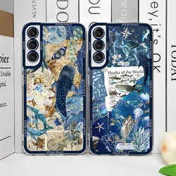 Ocean Whale Shark Swimming Clear Phone Case for Samsung A55 A54 A53 A51 A70 A32 A31 A22 A13 4G 5G Soft Cover Aesthetic Art Funda