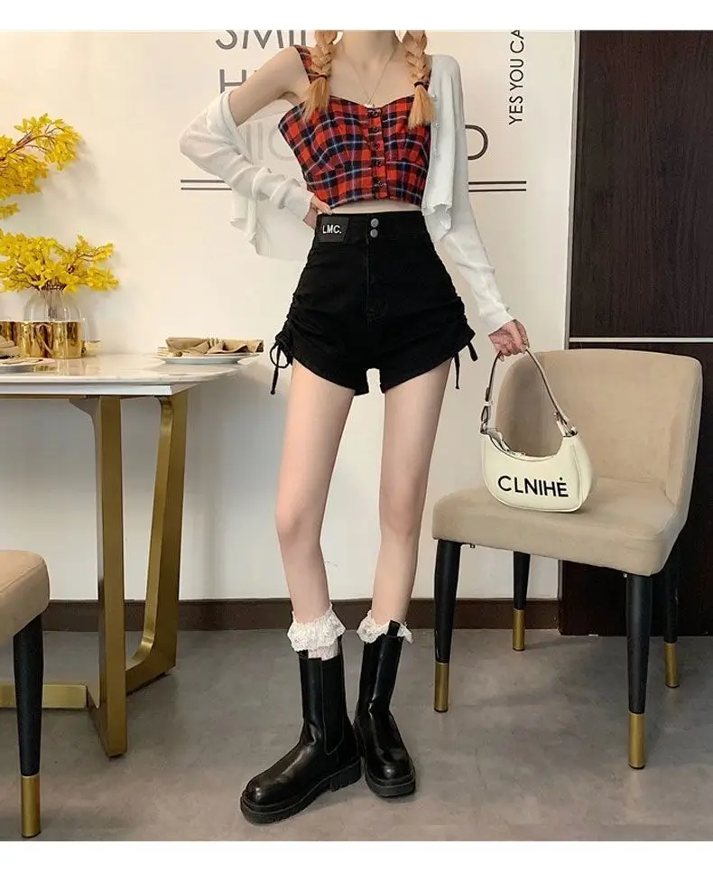 Shorts Womens Denim Vintage Raw Hem Hotpants Festival American Trend Summer Streetwear For Music Lovers And Party Nights Jorts