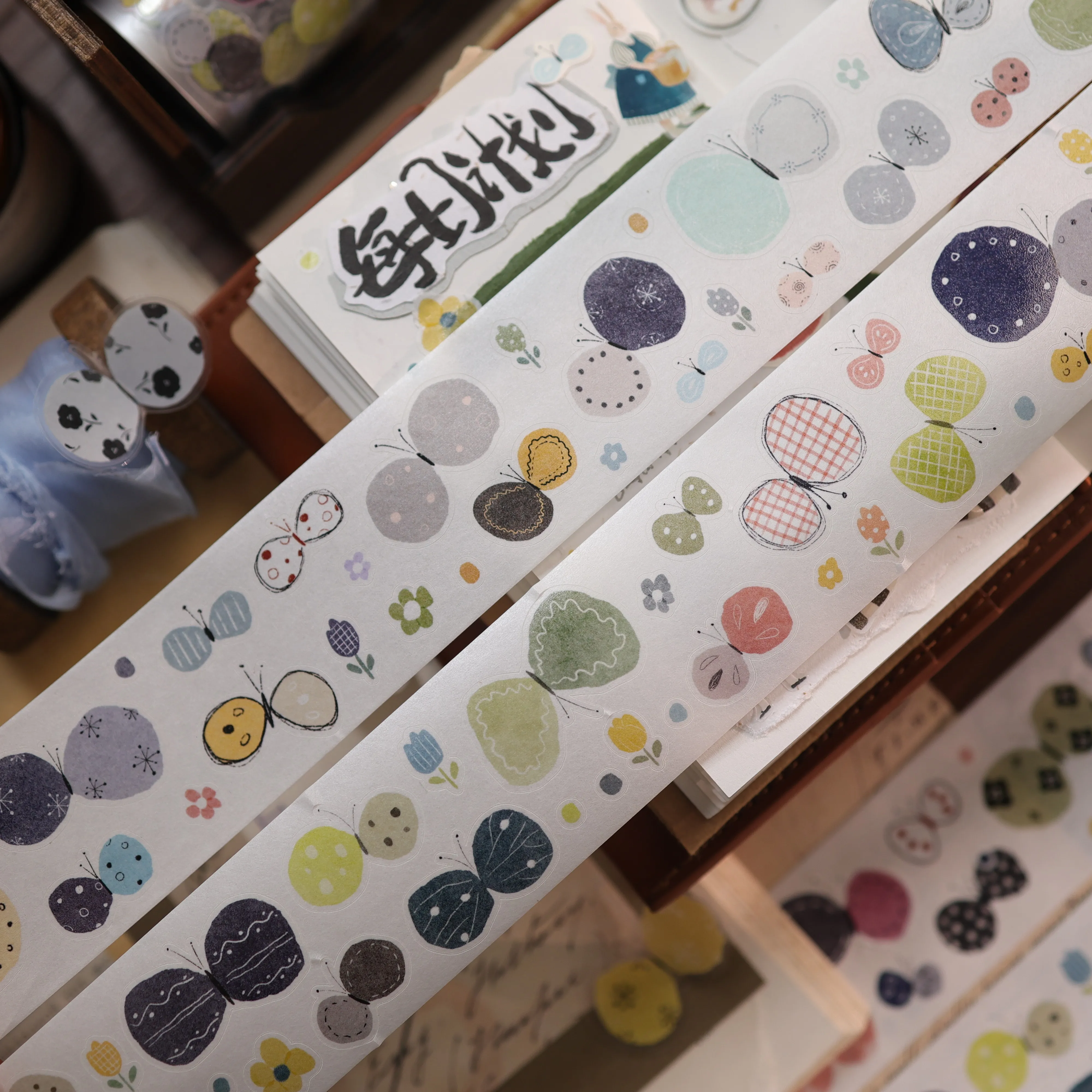 Salt Style Flower Butterfly PET Washi Die Cut Sticker Tape for Journal Scrapbooking DIY Craft Decoration